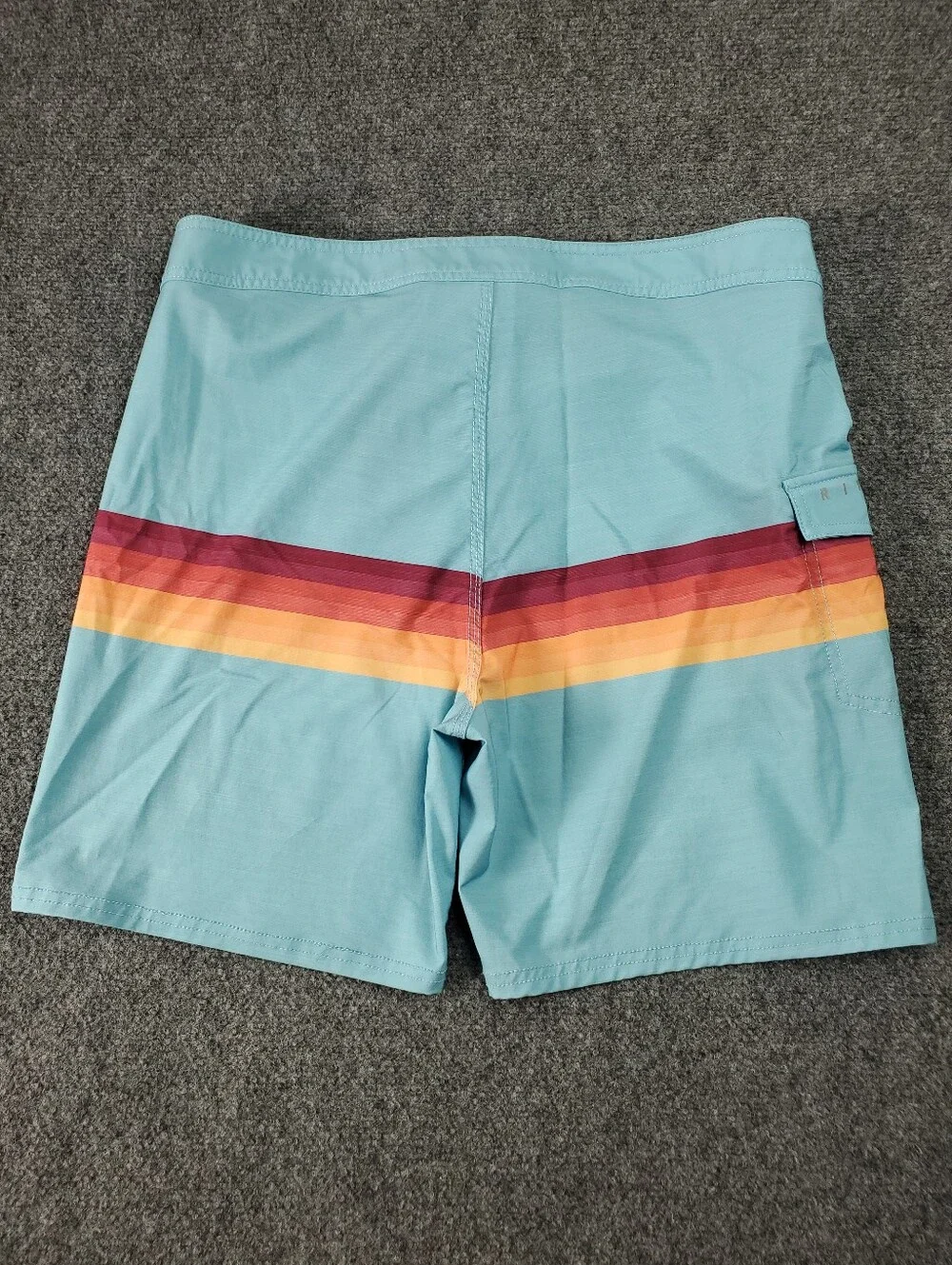 Rip Curl Cove Boardshorts 34 Unlined Swim Trunks Teal Blue Stripe Beach Surf